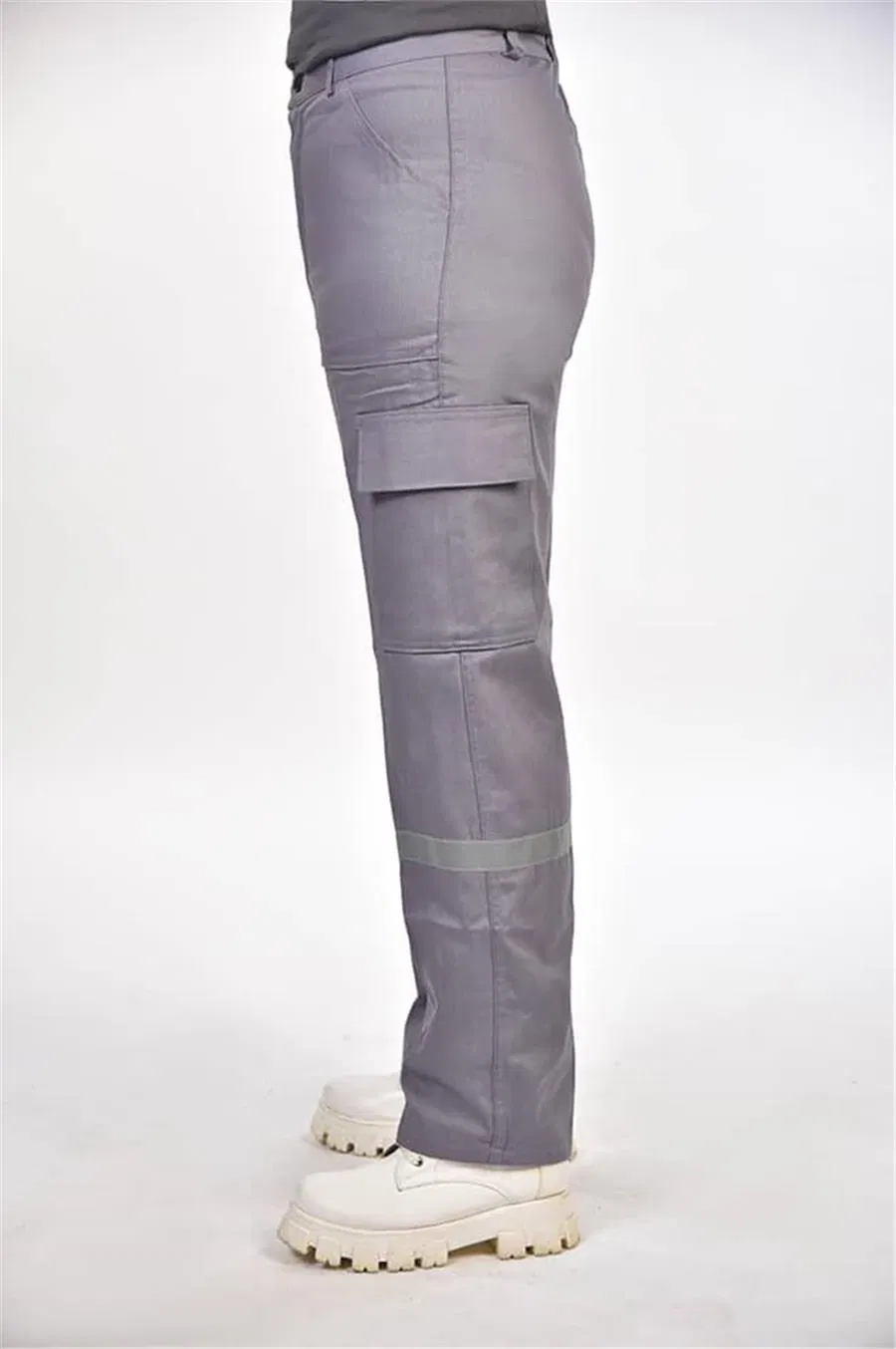 İş Pantolonu 16/12 Kargo Cepli Reflektörlü Gri Unisex - 4