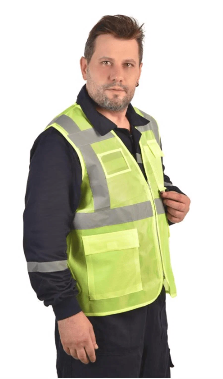 Mühendis Tip Reflektörlü Cepli İkaz Yeleği - 2